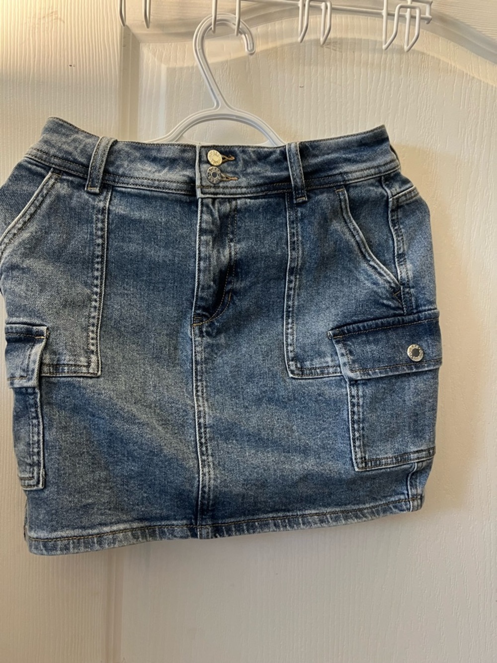 Guess Light Blue Denim Mini Skirt with Cargo Pockets